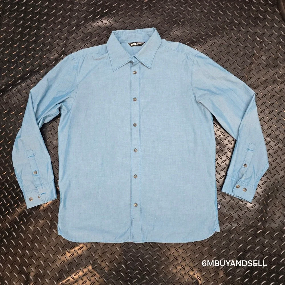 The North Face Mens Blue Long Sleeve Button Down Shirt NF0A3KEZ Large
